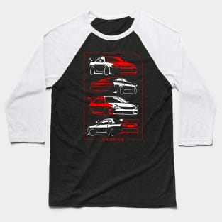 JDM cars on red Baseball T-Shirt